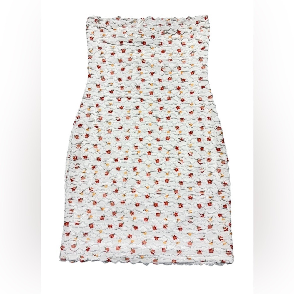 Princess Polly White Dress with Red and Orange Floral Accents